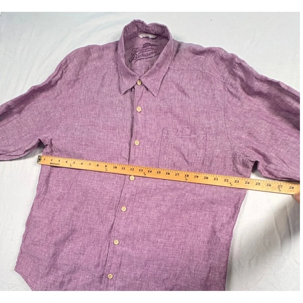 Tommy‎ Bahama Shirt Mens XL 100% Linen Button Up Purple Long Sleeve Relax